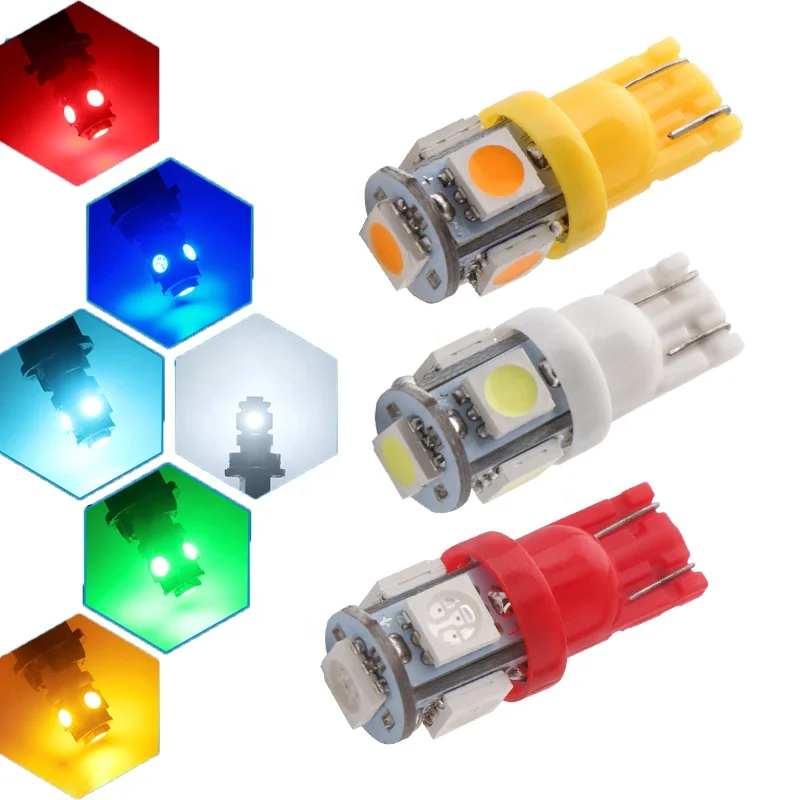 Hasta X10 CANBUS 5 SMD LED 5050 T10 W5W Cuña Sin Tapa Bombilla Lateral Blanco/Azul