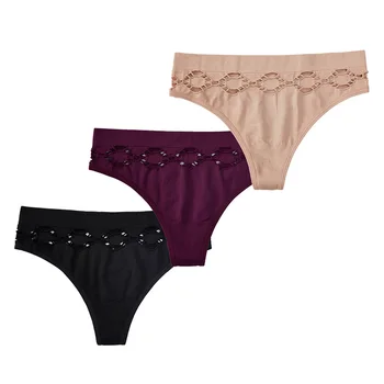 Beautiful Sexy Thong Hollow out Seamless ladies panties Comfortable Plain Dyed women's panties Breathable women's underwear