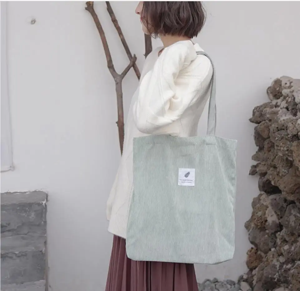 Luxury Designer Handbags 2023 New Corduroy Women's Shoulder Bag Reusable Shopping Bag Large Capacity Conventional Tote Bag