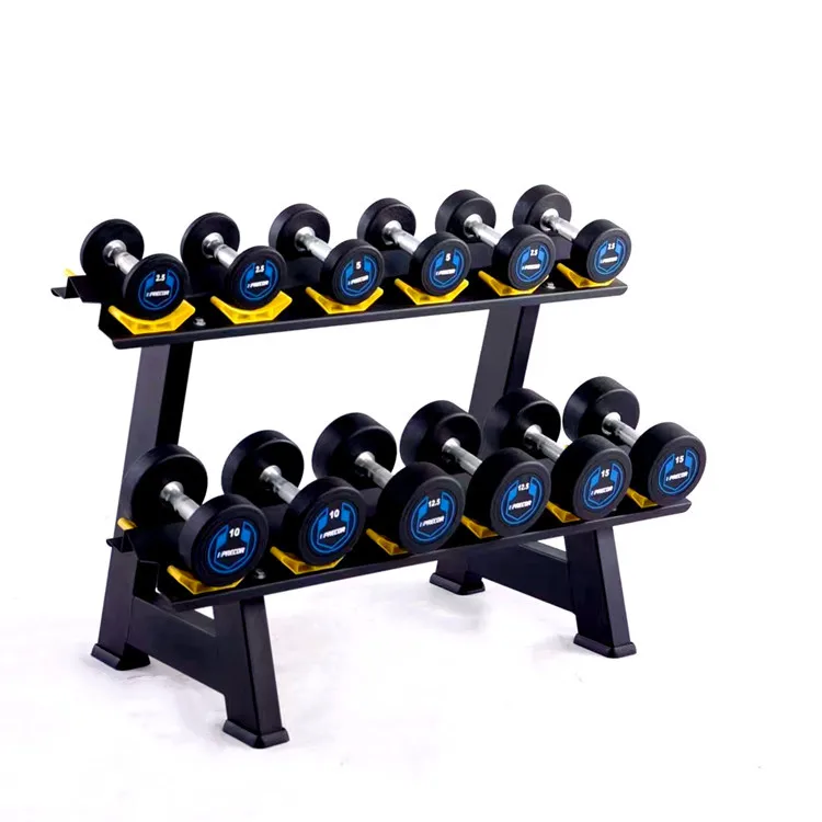 Dumbbell Rack Round Rubber Dumbbell Set Custom PU Round Rubber
