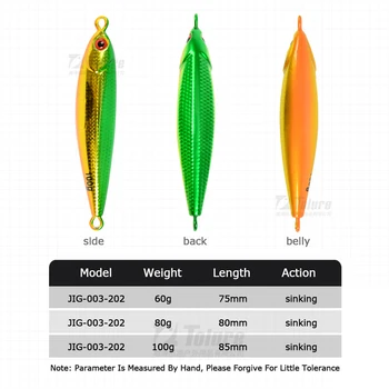 New 60g 80g 100g Metal Jig Lure Lead Alloy Slow Jig Lead Fishing Baits Luminous Fishing Lure Hard Speed Jig Lure – Metal Jig – view 3