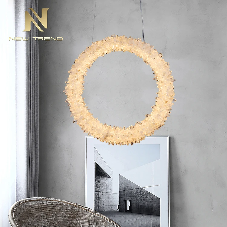 CPL-228 Creative Design Round Natural Crystal Chandelier Indoor Decorative Hanging Lamp LED Pendant Light