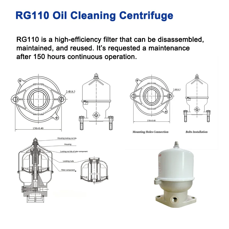 RG020 New Car Vehicle Diesel Engine Bypass Filter Centrifugal Oil Cleaner with Included Seal