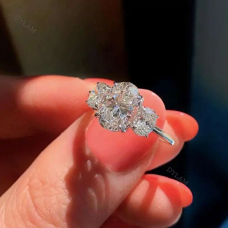 KAKODIY 925 sterling silver zircon wedding ring three stone wedding design sterling silver Cubic Zirconia ring detail 2