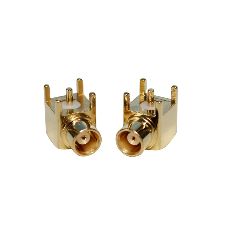 All Copper MCX-KWE Connector 90 Degree Gold-plated Female MCX PCB Mount Coaxial Connector for Wholesale supplier