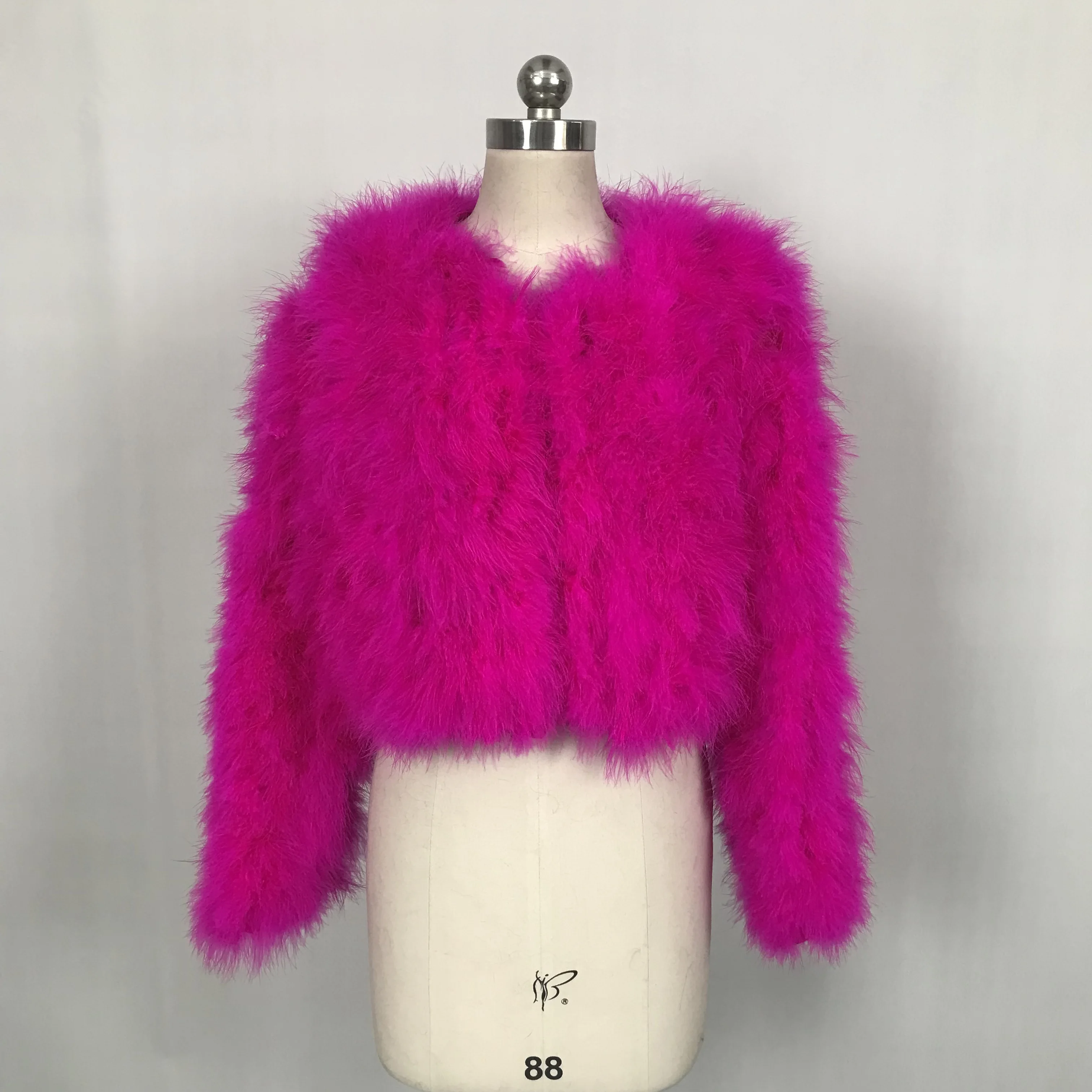 Custom Winter Warm Ostrich Feather Jacket Women Real Turkey Feather Coat Plus Size Women's Top Jacket