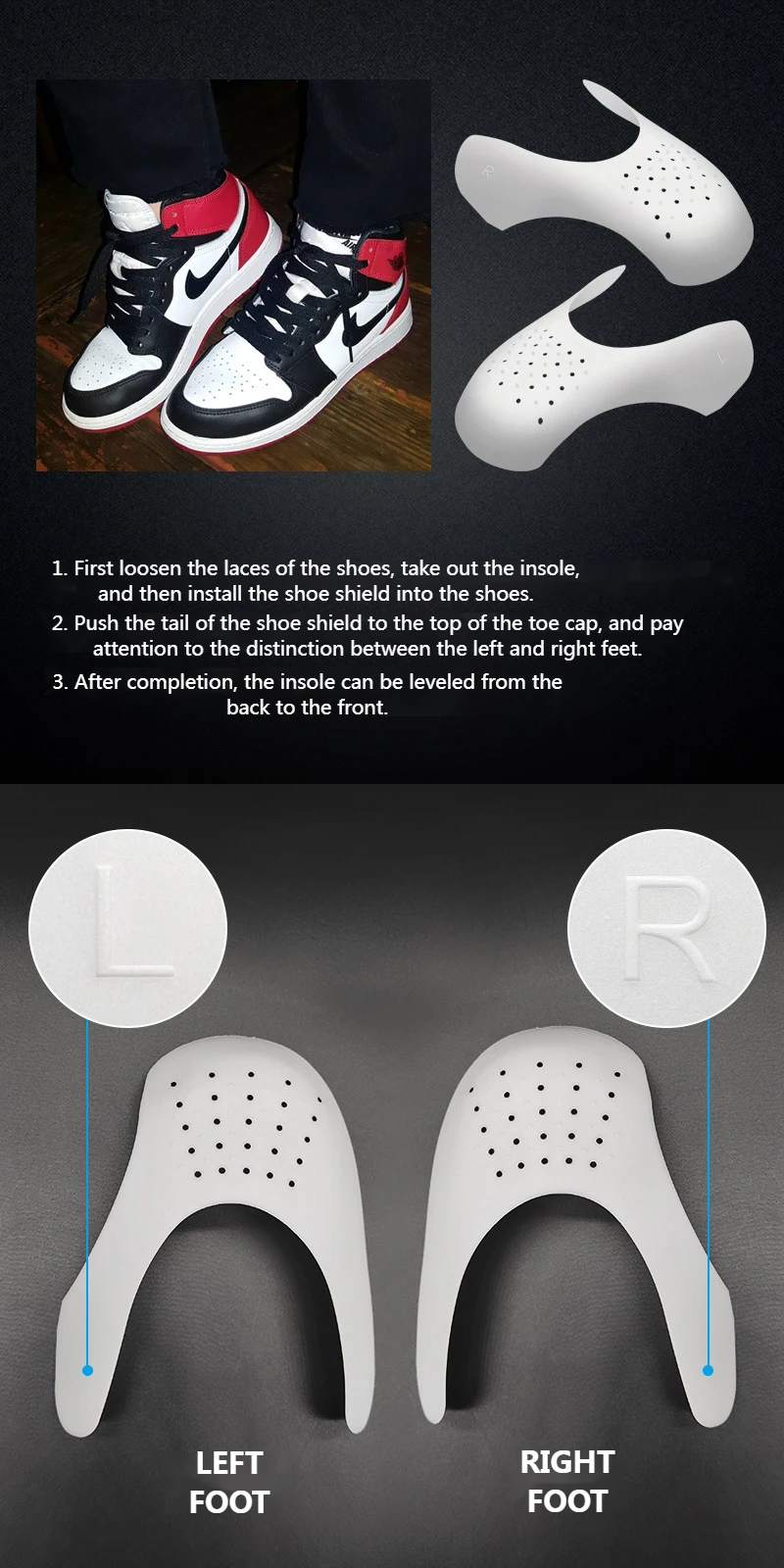 Hot Sale Shock Absorb Footcare Shoe Shield Antiodor Soft Anti Crease