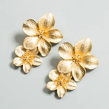 ce0523 Hawaiian Jewelry Wholesale Fashion Abalone Gold Metal Flower OEM Earrings Summer Jewelry