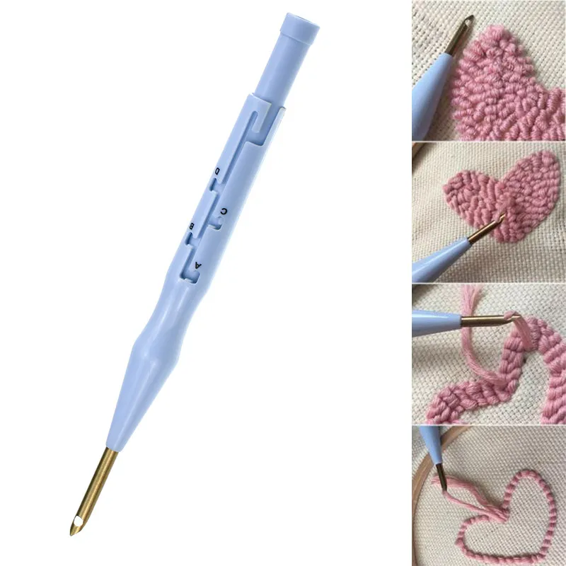 Magic Handle DIY Knitting Stitch Crochet Tool Set Fashion Square Plastic Punch Needle 3mm Thickness for Embroidery Stitching
