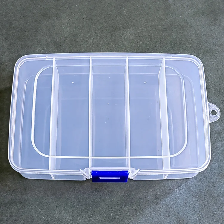 5 Compartments Clear Plastic Container with Fixed Dividers for Beads ...