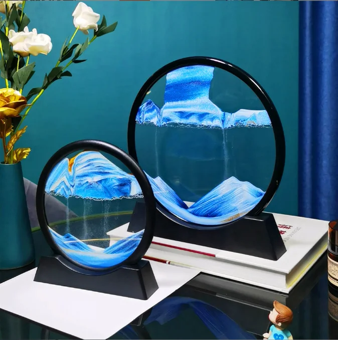 3d Moving Sand Art Frame Round Glasses Deep Sea Sandscape In Motion ...