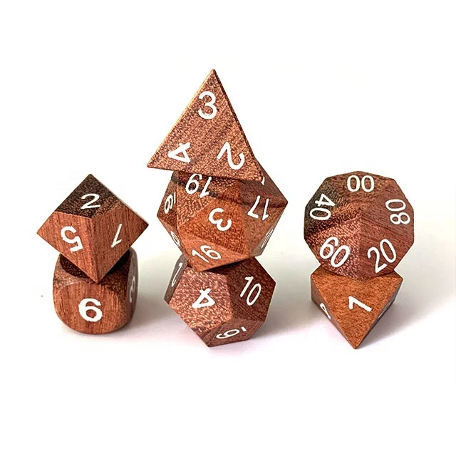 Zebra Wood Dnd Dice Set, Polyhedral Dice, D&D Dice, Dungeons and