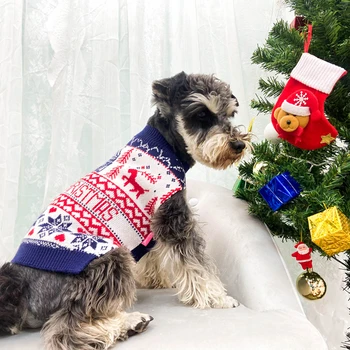 Custom Christmas Cat Dog Knit Sweater Pullover Winter Dog Clothes Small Dog Chihuahua Yorkie Puppy Jacket Pet Clothing