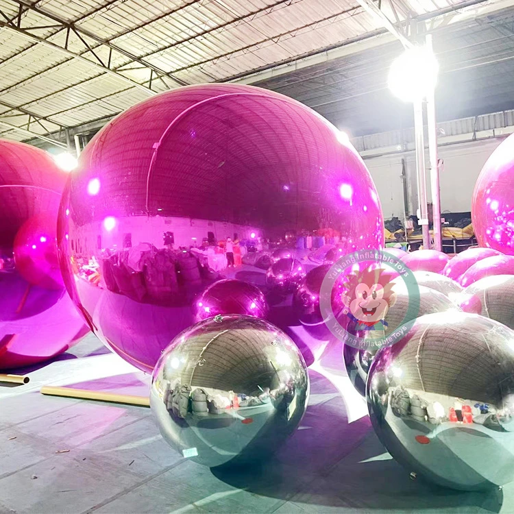2023 New Inflatable Chrome Ball Inflatable Sliver Spheres Mirror Ball Big Shiny Balls Inflatable