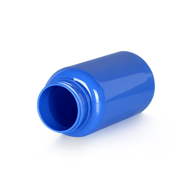 High-Grade glossy Blue Plastic Bottle 30ml-750ml Custom Supplement Container PET Material Pill Capsule Vitamin Medical Candy
