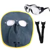 Face mask with transparent glasses and elastic band - quality control