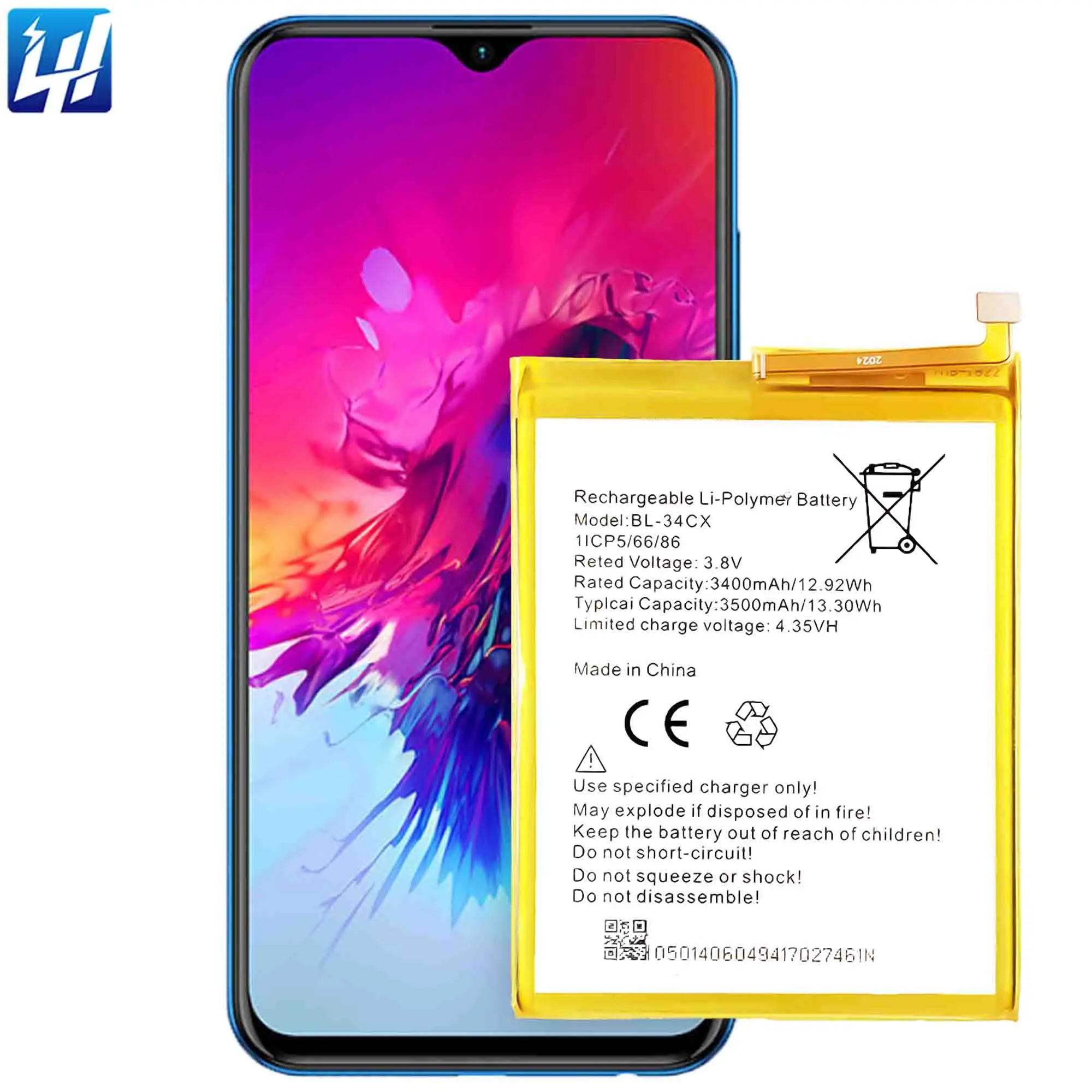 Infinix Smart3Plus用ODM BL-34CX X627充電式リチウムポリマー