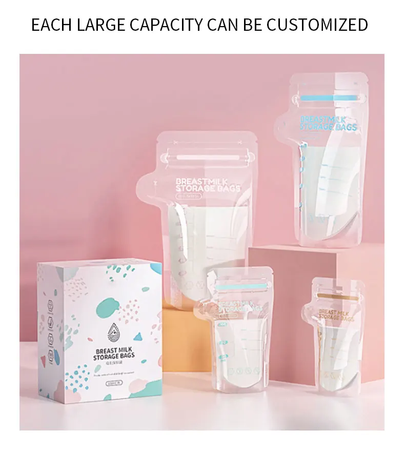 Customised Logo Accepted Recycle Bio Breast Milk Storage Bags 6 Ounce