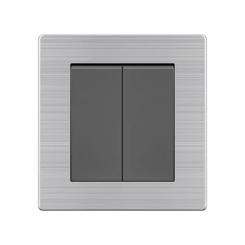 LUFI EU Standard Type 86 Stainless Steel Grey decorative wall panels 2 gang 1 way wall switch socket electrical 2 way switch