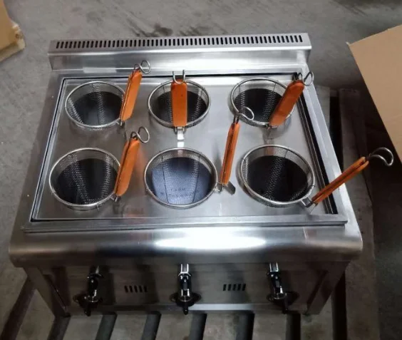Commercial Stainless Steel 6-Burner LPG Gas Pasta Cooker Table Top  Restaurant Tableware for Buffet Use