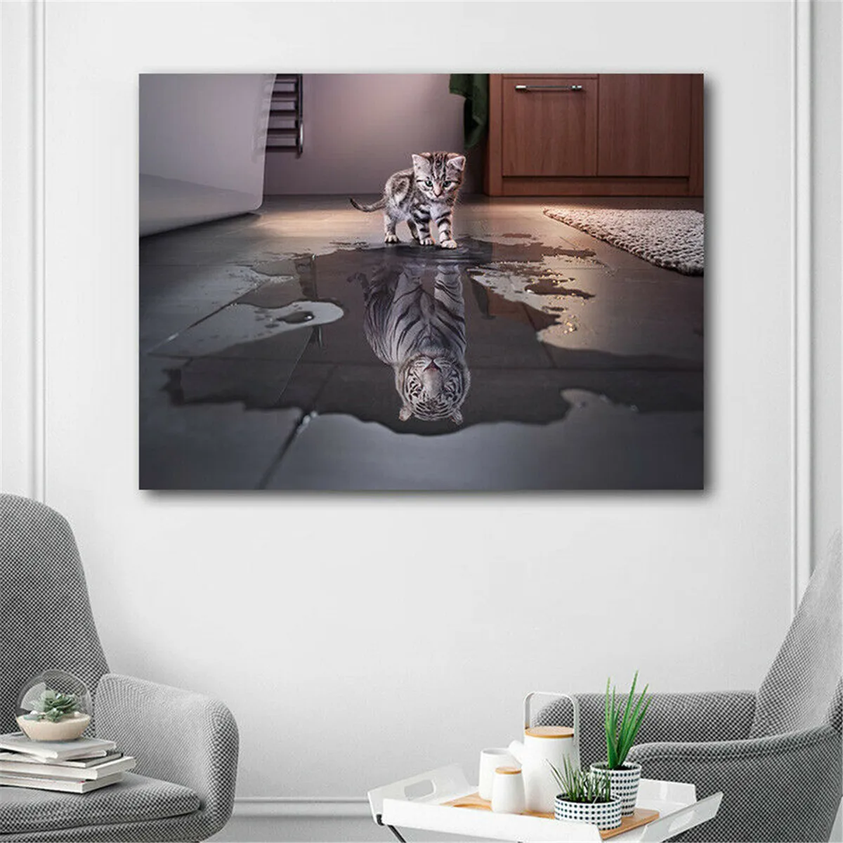 HD Canvas Printing Home Decor Wall Arts Pictures cat and tiger 50x70cm 