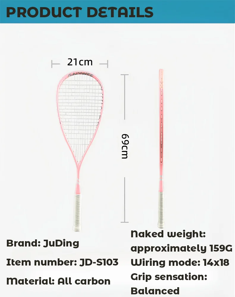 Professional Outdoor Sports Squash Racket Ultra-Light Carbon Fiber With Integrated Racquet details