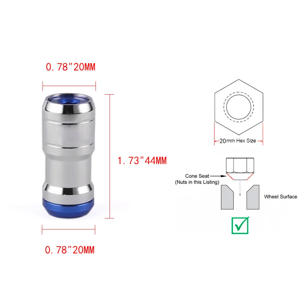 AOSU VOLK-T Racing M12*1.5/1.25Cold-Forged Steel Car Wheel Lug Nut for Honda Nissan
