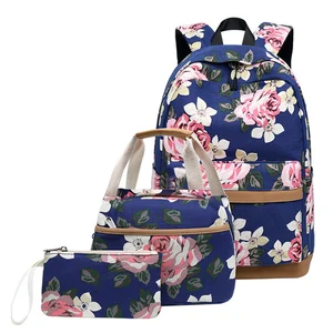 Custom logo Fashion Mochila Teens Kids Girls School Backpack Bags with Lunch Bag