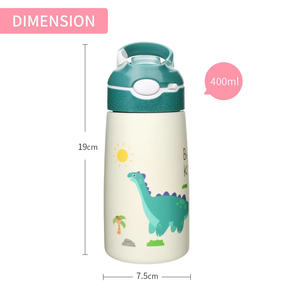 AOHEA 400ml Kids Water Bottle with Straw Lid, Vacuum Insulated Stainless Steel Water Bottles for School, Toddler Water Bottle manufacture