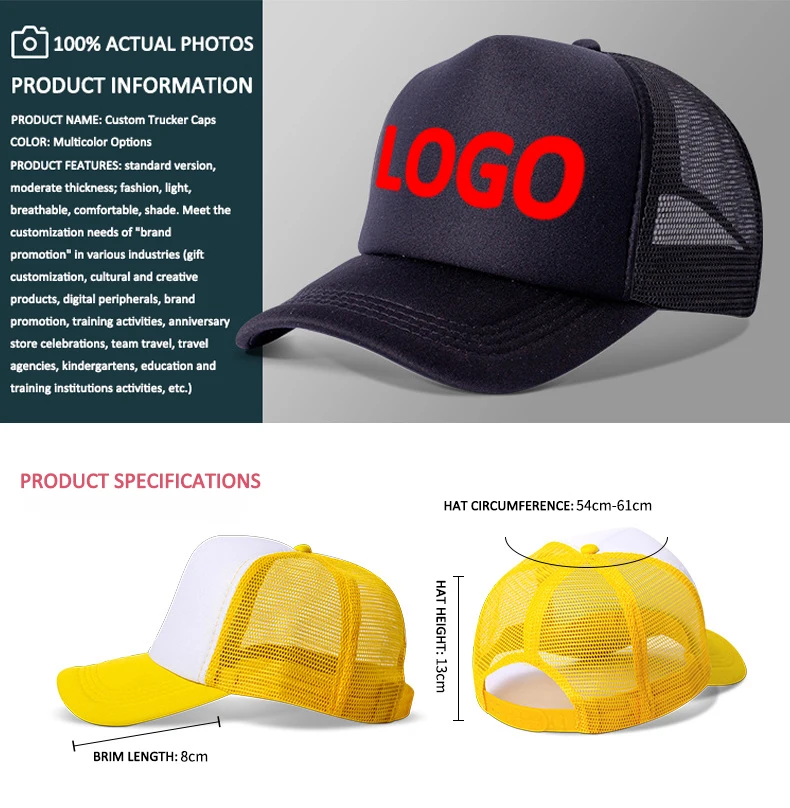 Wholesale Adjustable Youth Plain Foam Mesh embroiled Cap Custom Logo Blank 5 Panel Sublimation Hat Bend Snapback Trucker Hats