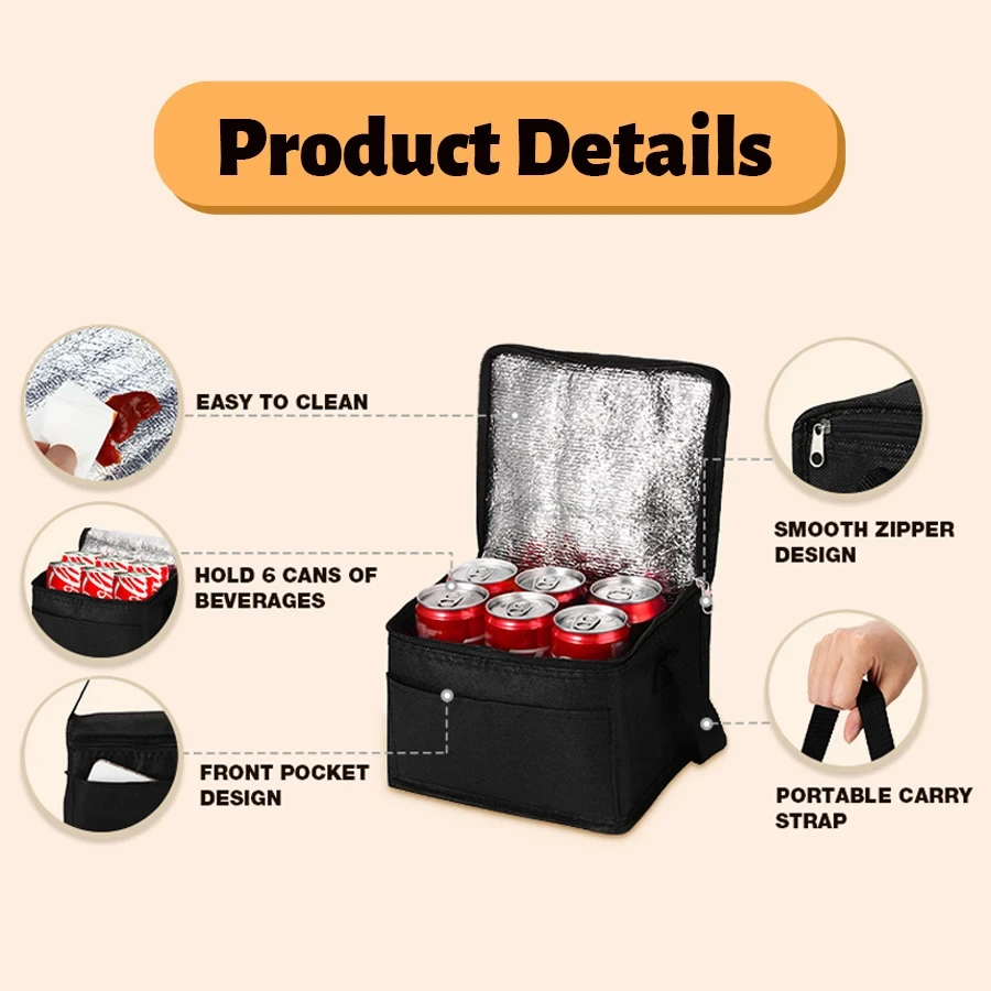 Promotional Custom Nonwoven Small Insulated Cooler Bag Wine Cooler Bag With Zipper for Picnic