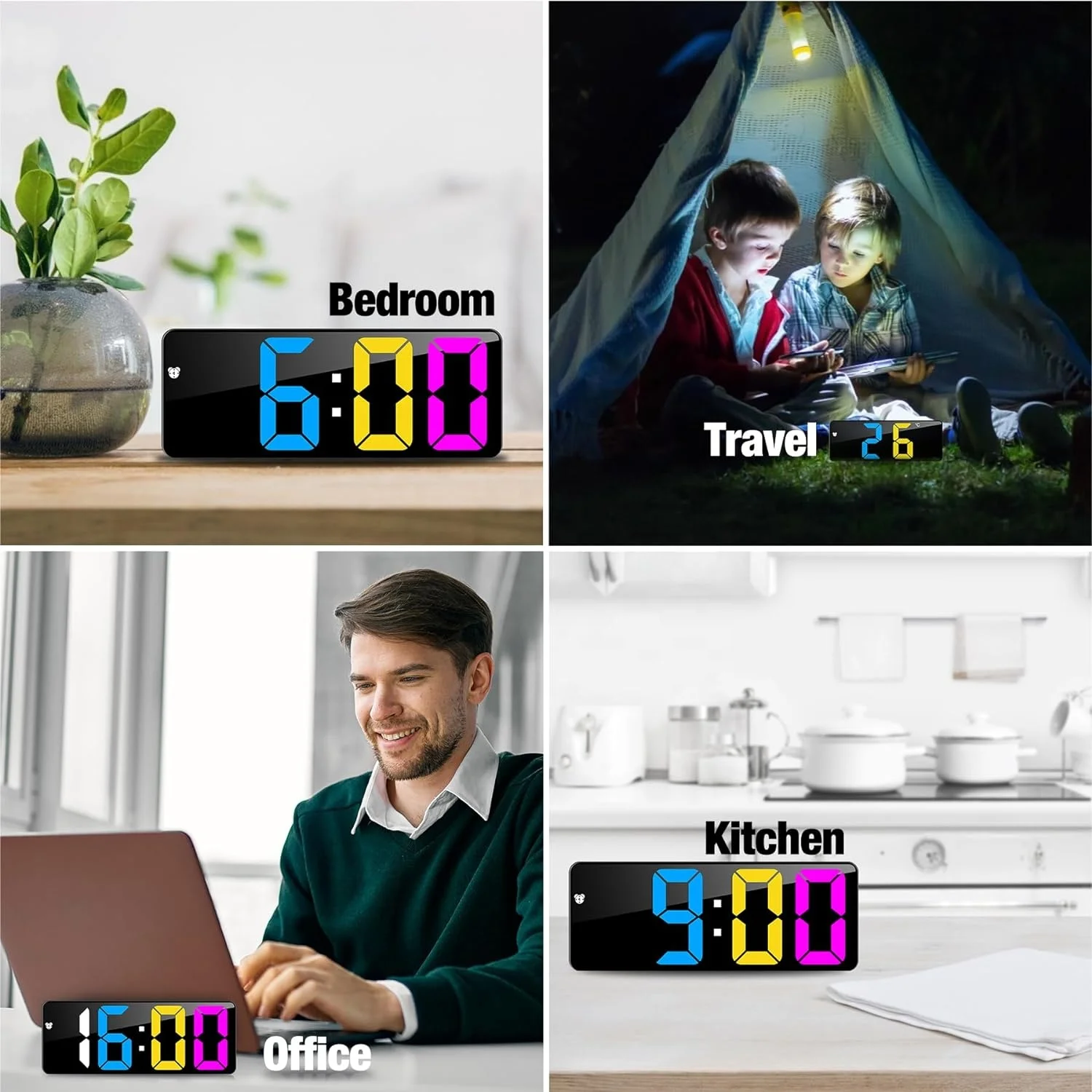 Personalized New RGB LED Digital Clock Bedside Alarm Clock Simple Fashion Dazzling Large Screen Clock