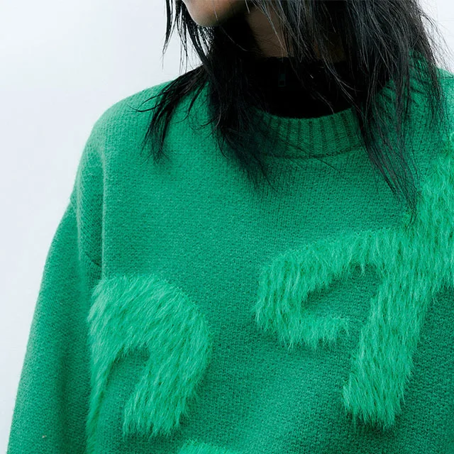 2023 Designer 100% Cashmere Long Sleeve Knitted Sweater for Women Solid Color Casual Style with Front Logo for Winter