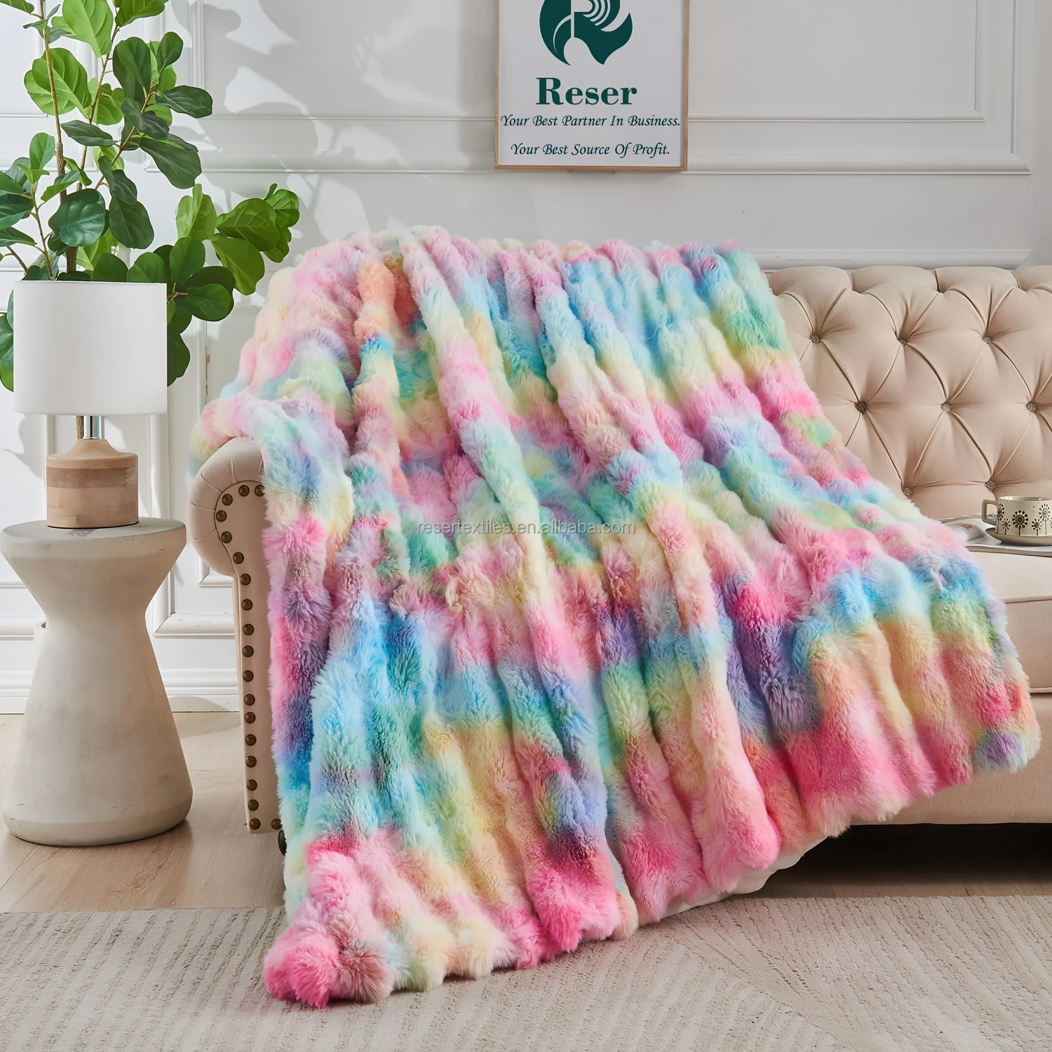 Wholesale Faux Fur Throw Blanket European & American Style Solid Soft Plush Thick Luxury Versatile for Living Room Bedroom