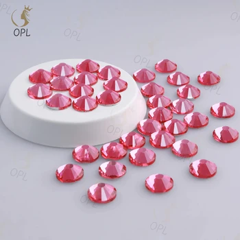 OPL Rose Glass FlatBack Rhinestones with Silver Back - Premium Quality for Nail Art & Decorations