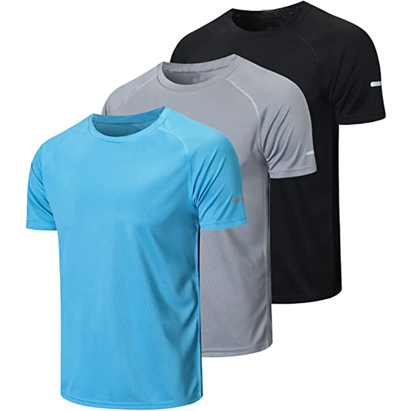 Promotional Blank T Shirts Short Sleeve Mens 100% Polyester T Shirt Gym ...