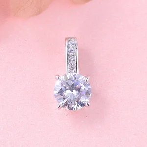 POLIVA Designs Custom Daily Wear 925 Sterling Silver Jewelry Pendants Rhodium Plated Classic Diamond Pendant