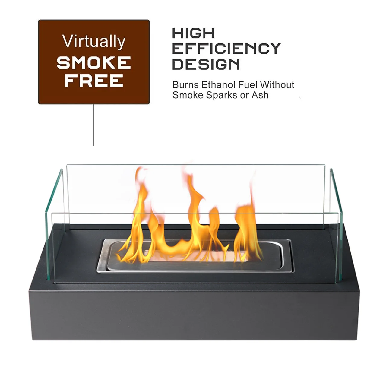 Freestanding Tabletop Ethanol Fire Pit Smokeless Portable Modern Table Top Fire Pit Outdoor