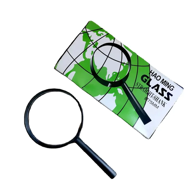 Factory Wholesale Magnifier black Ordinary OEM Glass resin material 75mm Handheld reading magnifying glass