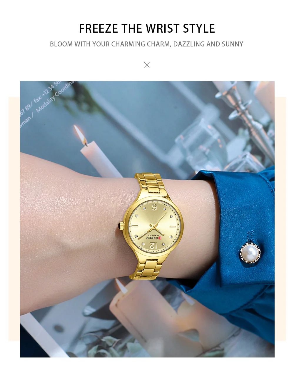 Curren 9105 Women Elegant Watch Stainless Steel Fashion Diamond Number Dial Ladies Watches Luminous Casual Quartz Wristwatch