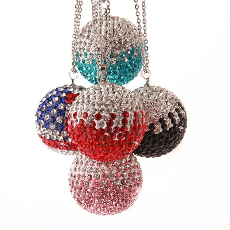 New Fashion Bling Bling Stainless Steel Rhinestone Car Auto Rearview Mirror Hanging Decoration Ball