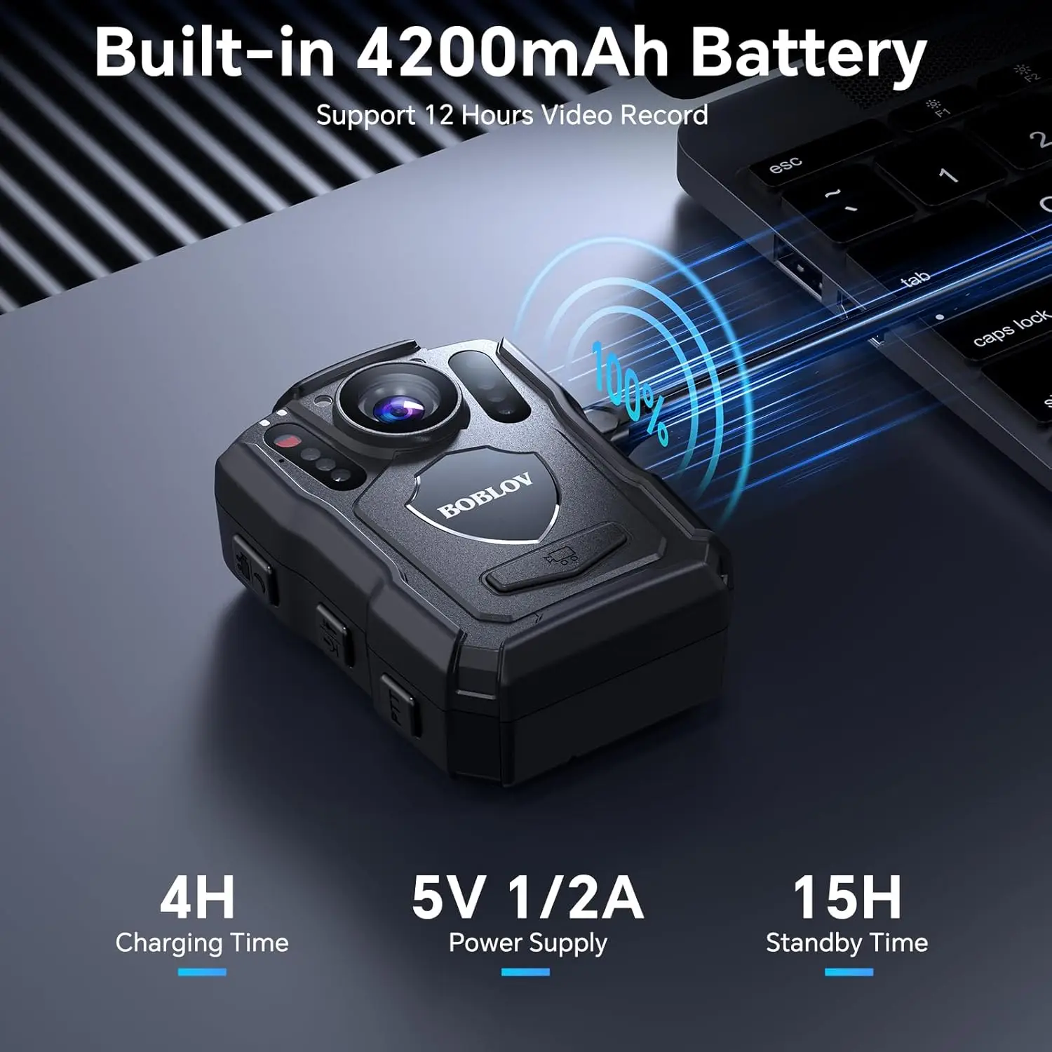 Boblov M5 Body Worn Camera - 64GB/128GB GPS 1440P IR Night Vision