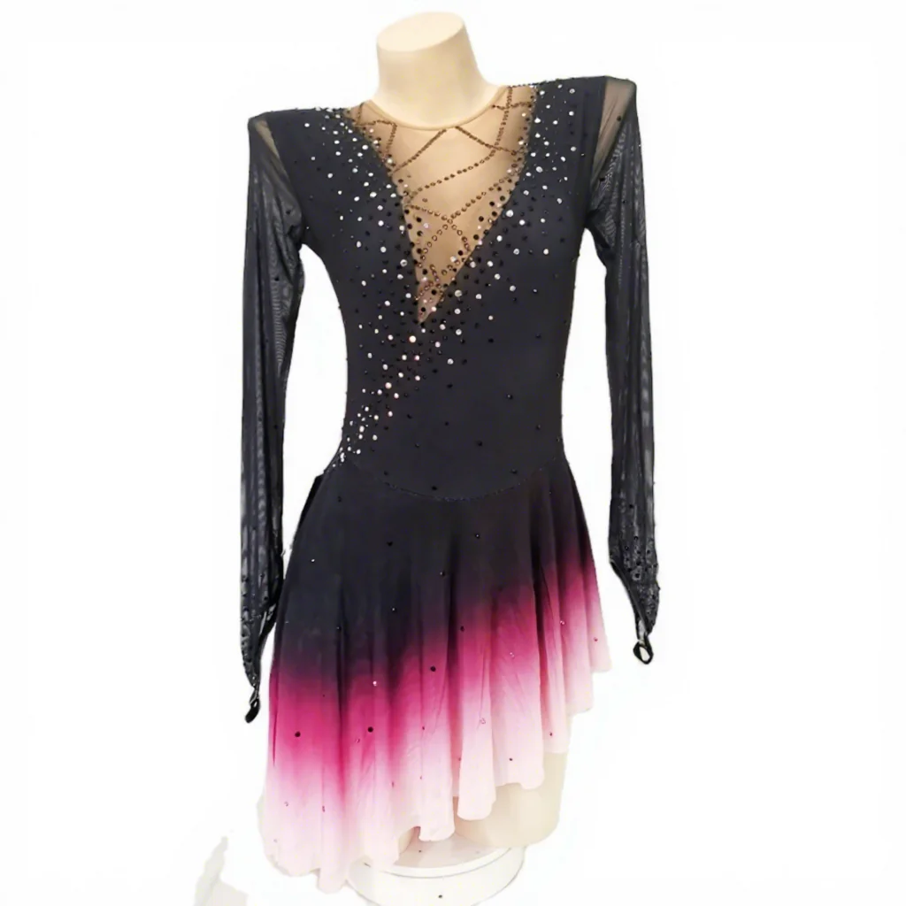 LIUHUO Custom Figure Skating Dress Girls Teens Black Ice Skating Dresses  Competition Ballroom Gym and Fitness Costumes Women