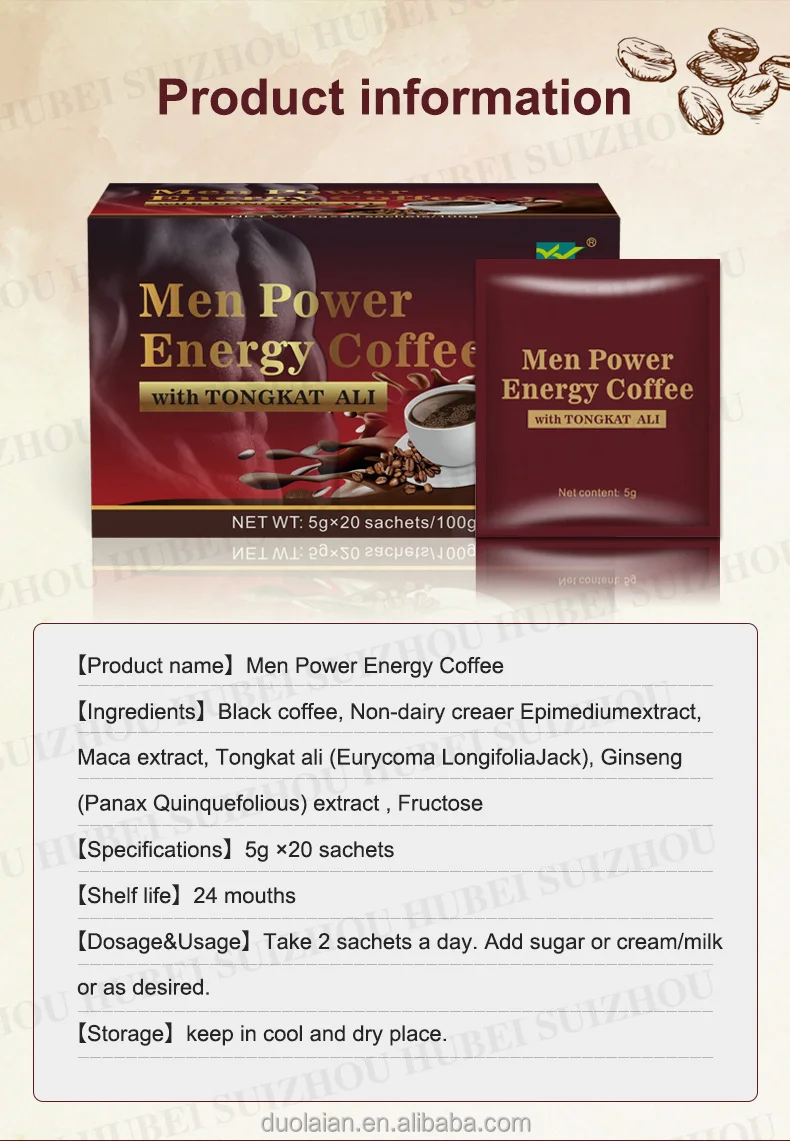 Men Power Natural Herbs Coffee X Organic Maca Black Energy Instant