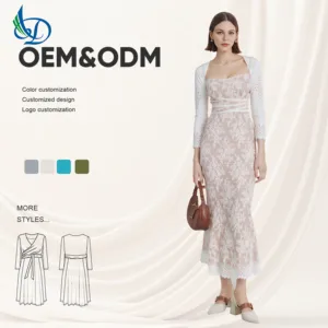 Elegant Long Sleeved Dance Dress, Two Piece Ball Gown, Paired with Natural Waistline and Lace Shoulder Straps