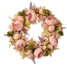 45cm Simulation Peony Wreath for Door Wedding & Living Room Hanging Floral Decoration Photography Props Wedding Lintel Door Swag