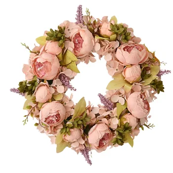45cm Simulation Peony Wreath for Door Wedding & Living Room Hanging Floral Decoration Photography Props Wedding Lintel Door Swag
