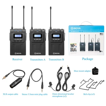 BOYA BY-WM8 Pro-K2 UHF Dual-Channel Lavalier Wireless Microphone System With One Receiver Two Transmitter detail image