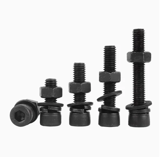 product fast delivery black zinc plated grade 48 88 109 129 carbon steel hex socket cap head sems screw with nut and washer din912-62