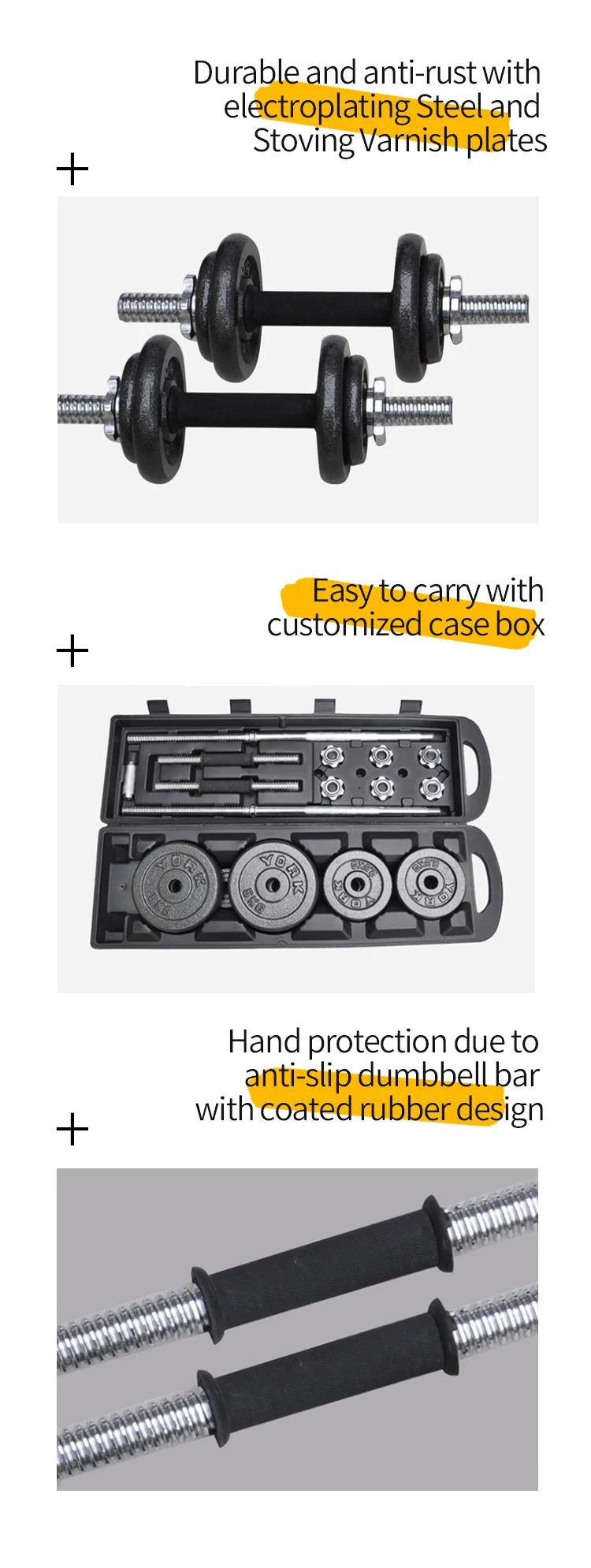 Adjustable Cast Iron Dumbbell Sets With Connector Option Weights Set